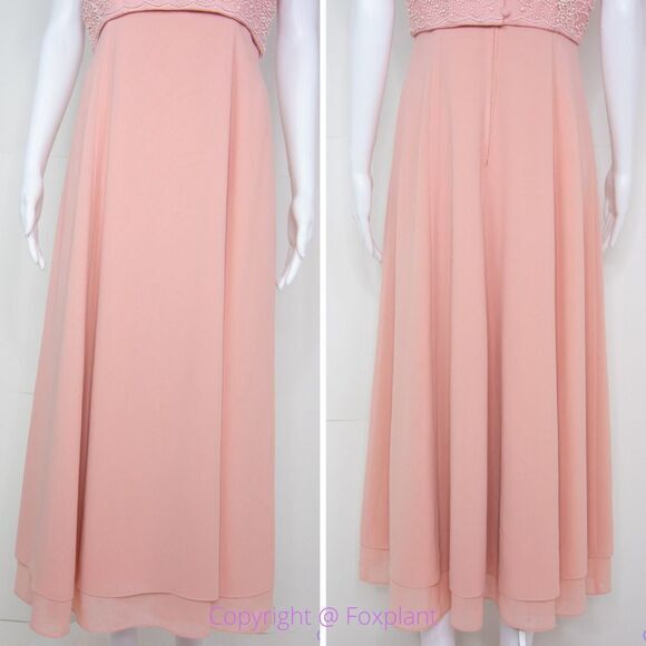 Maggy London vintage pink fake two-piece maxi dress with pearl floral, 6 - Picture 7 of 16